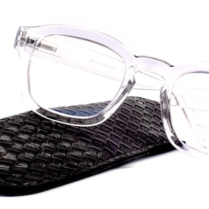 Apollo, (Blue Light Glasses) (Blue Blocker) Reduce Eyestrain, A/R Anti Glare. +1.25..+3.00 Large Square (Clear) NY Fifth Avenue.