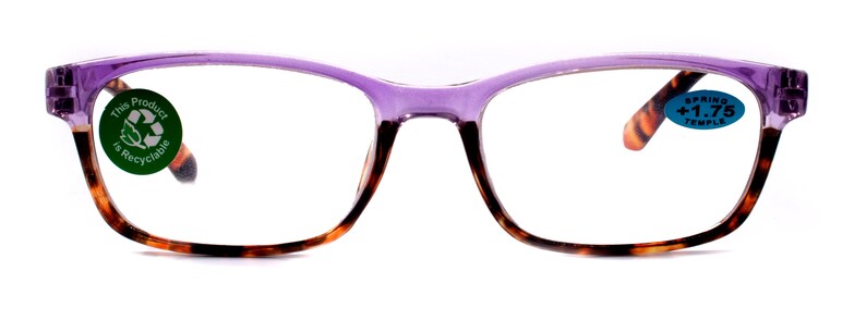 Reading Glasses High End Reader +1.25..+3 Magnifying Wayfarer Style Premium Optical Frame NY Fifth Avenue Desiree, Purple Tortoise Brown