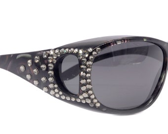 Explorer, (Bling) (Fit Over) Glasses W (Black Diamond) Genuine European Crystals, Polarized Sunglasses 1.1mm   (Smoke Grey) NY Fifth Avenue