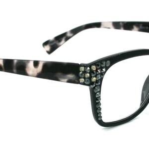 Madison Square, (Bling) Reading Glasses 4 Women W (Black Diamond, Hematite)Genuine European Crystals.+1.5..+3  NY Fifth Avenue (Wide frame)