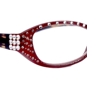 Lucky, (Bling) Women Reading Glasses W (Clear) Genuine European Crystals, Magnifying, Cat Eyes (Red, Tortoise Shell) Cat eye NY Fifth Avenue