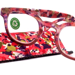 Autumn, (Premium) Reading Glasses High End Readers +1.25, +1.50 to +3.00 Round Style. optical Frame, (Pink, Purple Floral) NY Fifth Avenue.