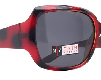 Valencia, Lunettes de soleil polarisées pour femme, Verres gris polarisants de 1,1 mm, Protection UVA 100 % UVB (rayures rouges) Carré Tendance NY Fifth Avenue