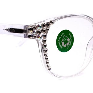 Catalina, (Bling) Women Reading Glasses W (Clear) Genuine European Crystals (Clear Translucent Round Frame). +1.50..+3 NY Fifth Avenue
