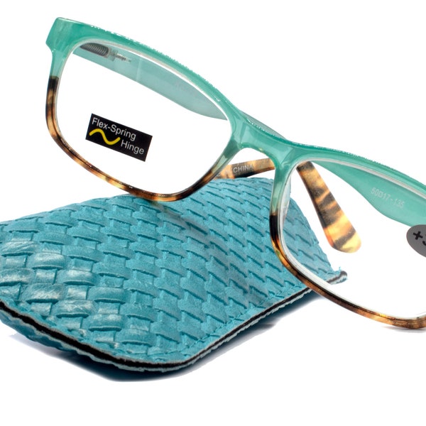 Desiree, gafas de lectura (Premium) para mujer, lector de gama alta, lupa, montura óptica estilo Wayfarer (marrón tortuga verde). Quinta Avenida de Nueva York