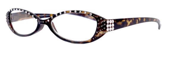 HPIRME Vintage Half Frame Diamond Light Occhiali Da Donna Lady Cat Eye Strass Occhiali Da Vista, 1, Taglia Unica - Foto 10