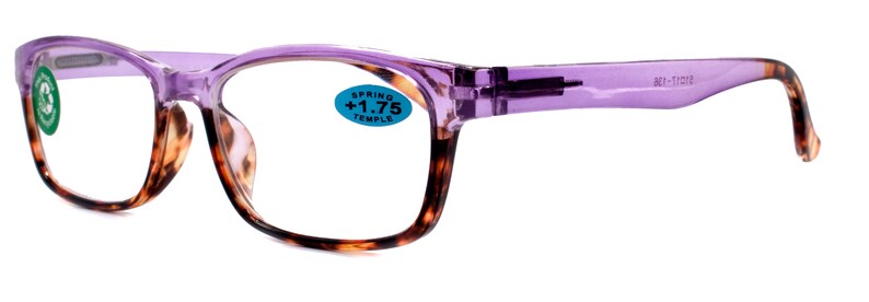 Reading Glasses High End Reader +1.25..+3 Magnifying Wayfarer Style Premium Optical Frame NY Fifth Avenue Desiree, Purple Tortoise Brown