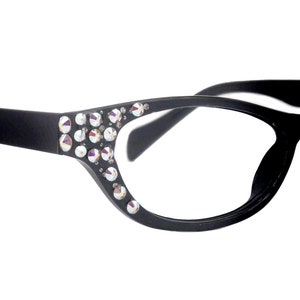 Sophia, Bling Cat Eyes, Women Reading Glasses W (A B) Genuine European Crystals ( Black)  NY Fifth Avenue.