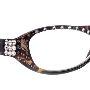 Lucky, (Bling) Women Reading Glasses W (Clear) Genuine European Crystals, Magnifying, Cat Eyes (Brown Tortoise Shell)  NY Fifth Avenue