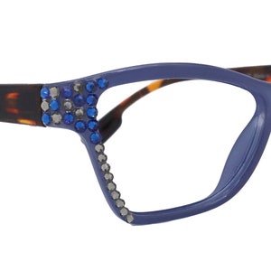 Avian, (Bling) Women Reading Glasses w (Blue n Black Diamond) Genuine European Crystals, Magnifying Cat Eye (Green) NY Fifth Avenue