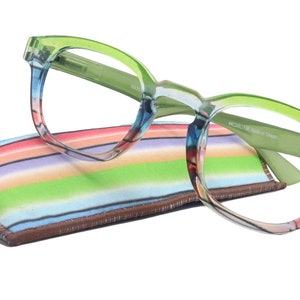 Sorbet Premium Reading Glasses High End Readers +1.25 .. +4.00 (Green Transparent) Round Optical Frames. NY Fifth Avenue.