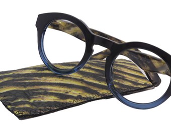 Berlijn, lezen (blauwlichtbril), high-end lezers, vergrootglas (zwart/blauw) (rond) (dik montuur) (extra groot) NY Fifth Avenue