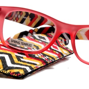 Monet, (Premium) Reading Glasses High End Readers +1..+3 Magnifying Translucent (Red) (Orange) Chevron Square Optical Frame. NY Fifth Avenue