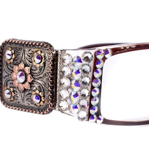 The Medallion, (Bling) Reading Glasses Women W (Clear AB ) Genuine European Crystals (Wine Red) Flower Western Concho NY Fifth Avenue