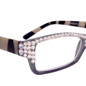 Lisa, Reading Glasses W European Crystals +1.25 to +3.00 Full Top Clear Crystals, Rectangular