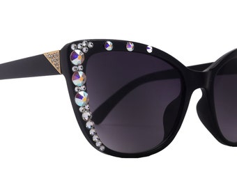 Lunettes de soleil bling pour femmes, véritables cristaux européens, protection UV à 100 %. Cinquième avenue de New York