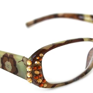 Blossom, (Bling) Reading Glasses for Women W (Light Colorado, Cooper)    +1.50..+4 +4.50 +6 (Floral Brown) NY Fifth Avenue.