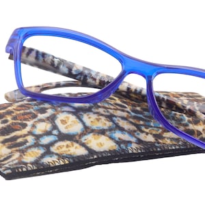 Avian, (Premium) Reading Glasses, High End Reader +1.25 to +3 Magnifying Eyeglass, Cat Eye (Blue N Brown) Feather Pattern. NY Fifth Avenue