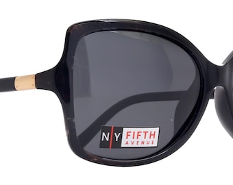 Esperanza, gafas de sol polarizadas para mujer, lentes grises polarizadas de 1,1 mm, 100 % protección UVA/UVB (negras, cuadradas), NY Fifth Avenue