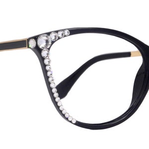 Cattitude Bling Reading Glasses 4 Women W Clear  Genuine European Crystals, Magnifying Cat Eye  NY Fifth Avenue
