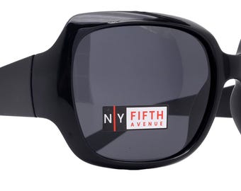 Valencia, gafas de sol polarizadas para mujer, lentes grises polarizadas de 1,1 mm, protección 100 % UVA/UVB (negro), Square Trendy NY Fifth Avenue