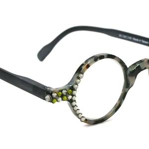 Picasso, (Bling) Frauen Lesebrille W (Black Diamond, Olivine) Echte Europäische Kristalle, Runde (Schwarz) Schildpatt. New York Fifth Allee