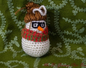 Crochet PDF Pattern - Snow Folk Hipster Lady - Amigurumi Christmas Ornament