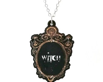 Gothic necklace, witch necklace, acrylic necklace, gothic jewellery, gothic necklace, acrylic jewellery, gothic frame, gothic gifts