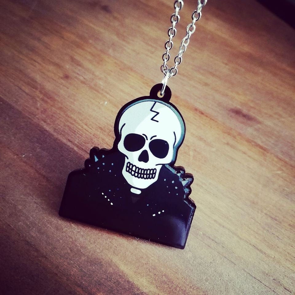 gothic necklace acrylic skull rock n roll gothic jewellery gifts Skull Necklace acrylic necklace heavy metal acrylic jewellery