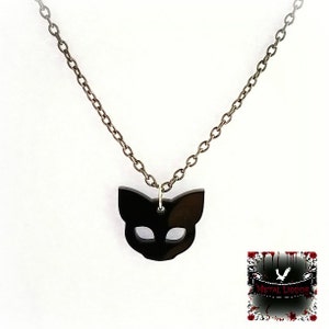 Gothic necklace, gothic jewellery, cat necklace, spyhnx cat necklace, black cat necklace, acrylic necklace, alternative jewellery, gift