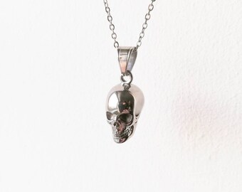 Skull necklace, skull pendant, sterling silver skull, sterling silver necklace, skull charm, gothic necklace, gothic jewellery, surgical