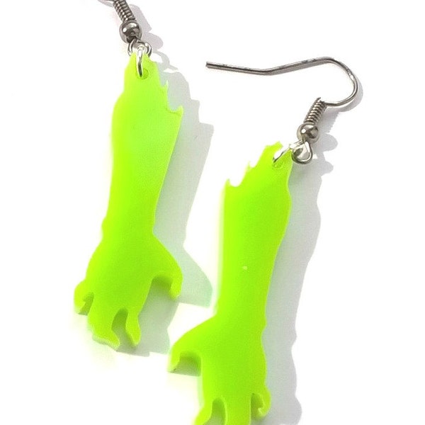 Gothic  earrings, zombie earrings, zombie hand earrings, acrylic earrings, gothic jewellery, walking dead earrings, acrylic jewellery.