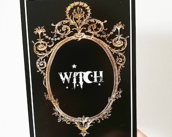 Witch print, witch postcard, gothic decor, home decor, gothic card, stationery, pagan prints, digital prints, postcards, alternative decor