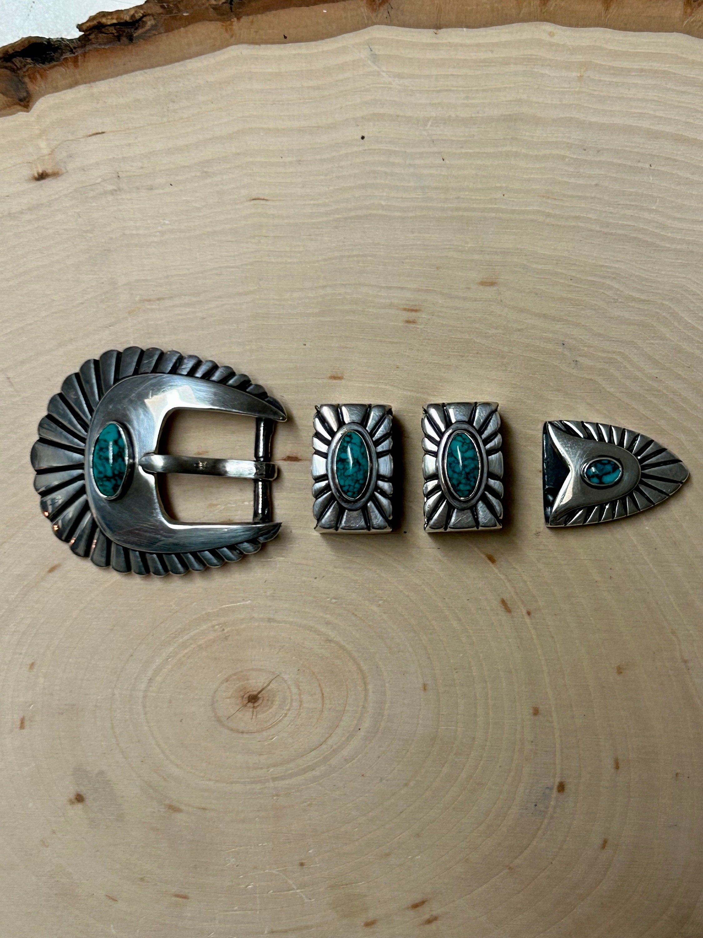 Alexander Kalifano Sterling Silver Belt Grain Leather sz 30  UNISEX Southwestern Alexander Kalifano  main image 3