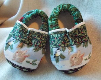 Fabric Moccasin Style Baby Shoes Size 0-6 months