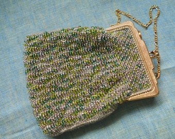 Blended Greens Beaded Flapper Purse in Frame
