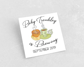 Baby is Brewing Personalized Favor Sticker or Tag