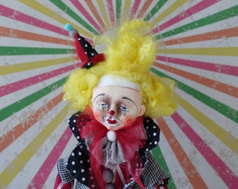 OOAK Art Doll.Circus doll handmade. Clown doll . Paperclay doll