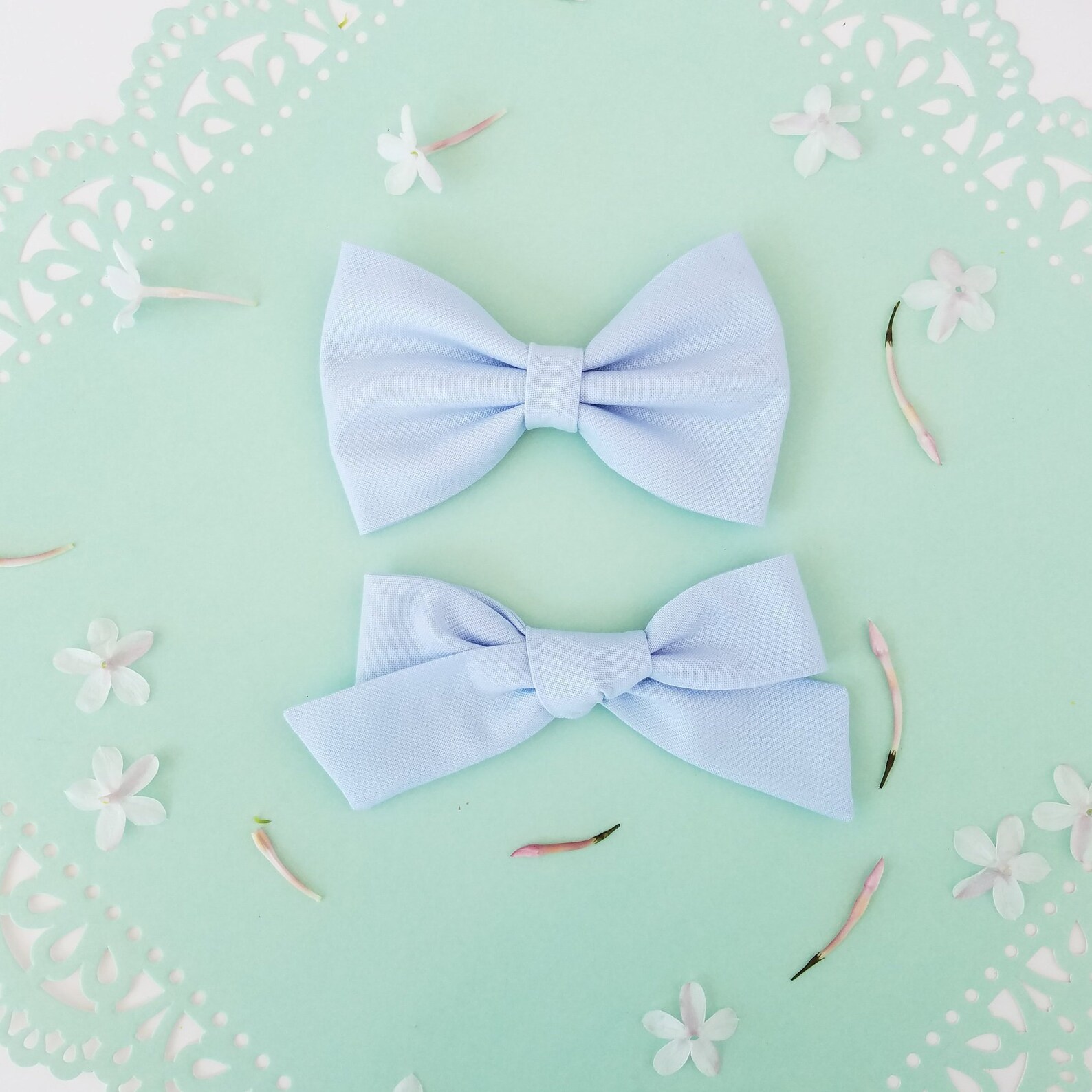 Fabric hair bow Blue hair bow little girl hair bow baby Etsy