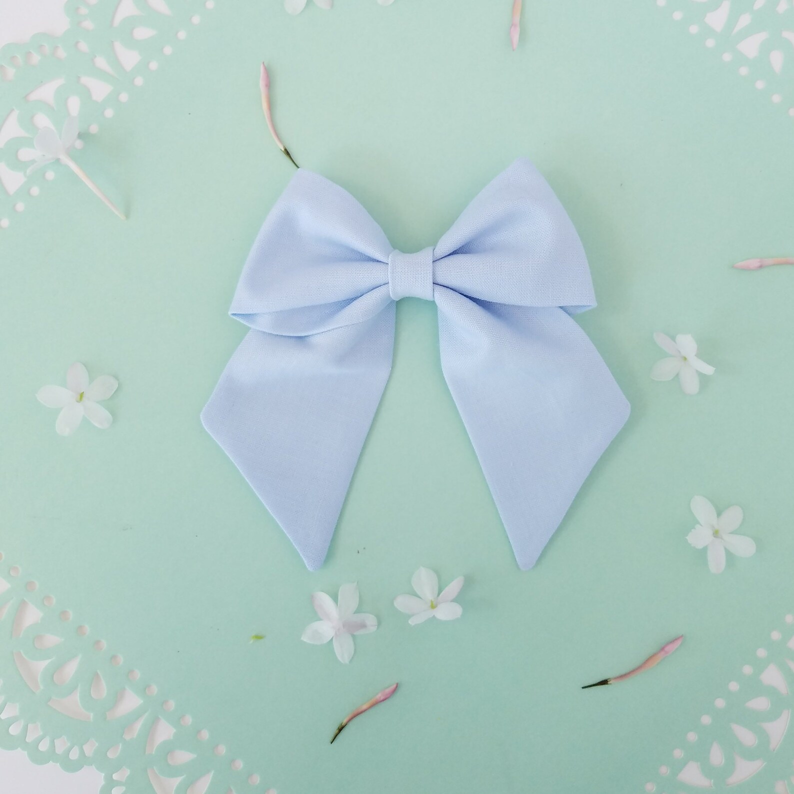 Fabric hair bow Blue hair bow little girl hair bow baby Etsy