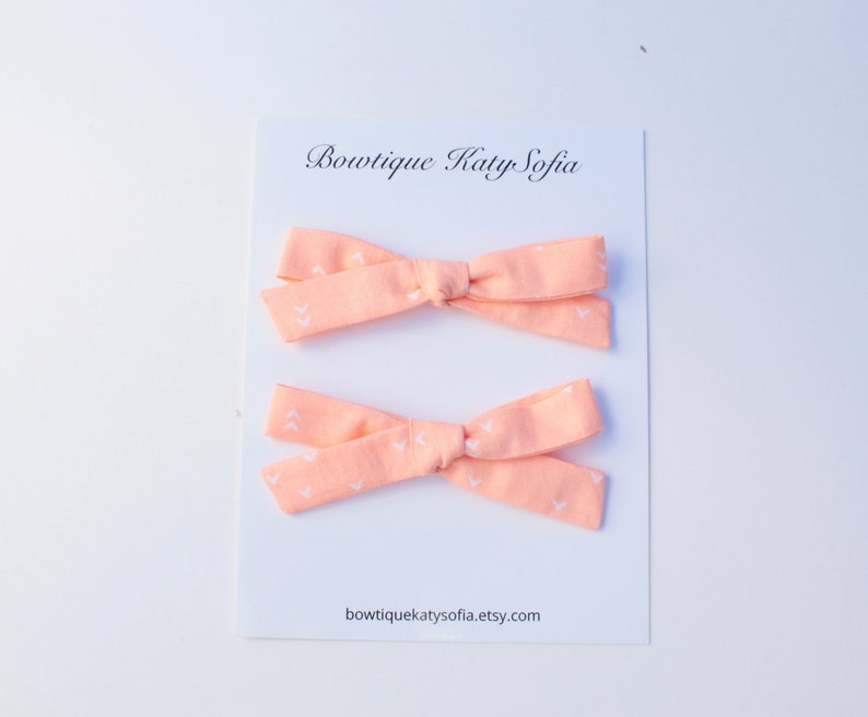 Pinwheel bow toddler clip Valentines day hair bow Peach hair clip Heart hair bow Baby headband hand tied hair bow baby bows