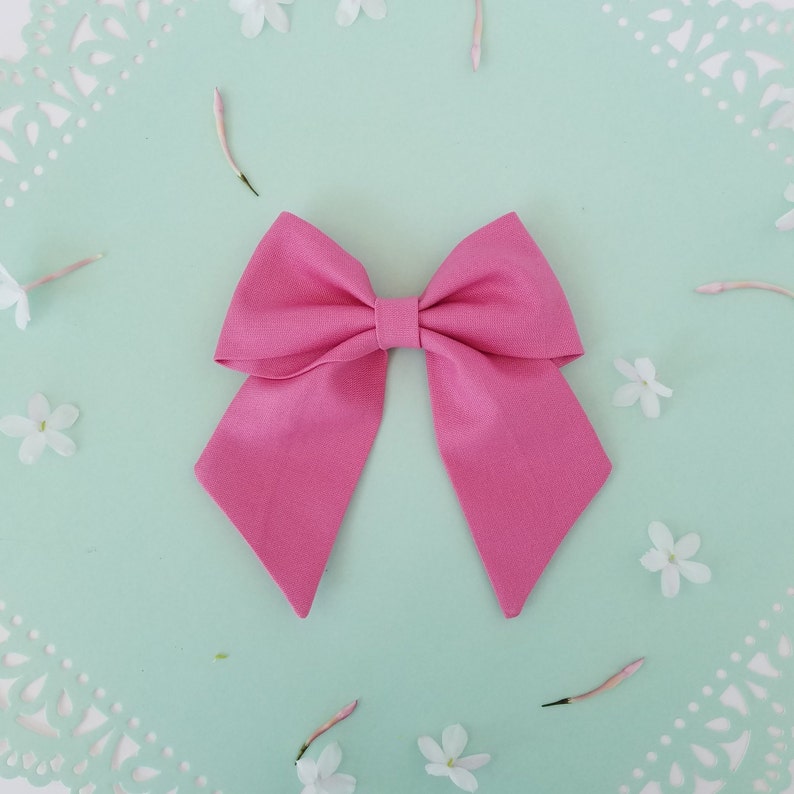 Fabric hair bow big girl bow baby girl shower hand tied hair bow,baby girl gift hair clip Blush Pink hair bow
