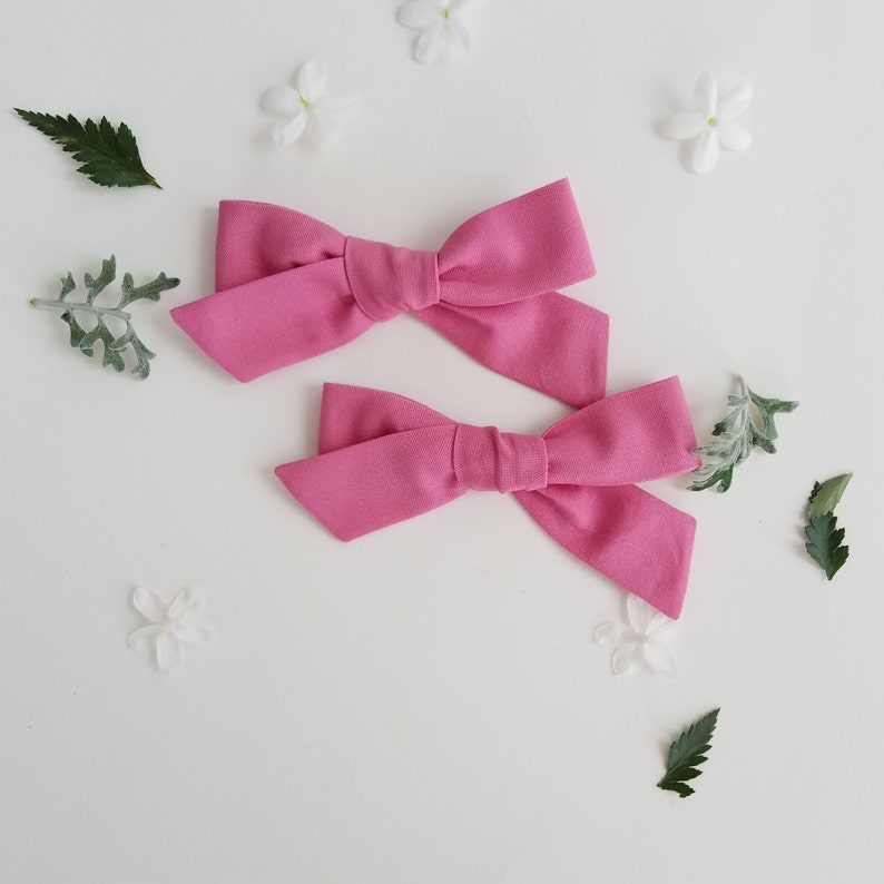 Fabric hair bow big girl bow baby girl shower hand tied hair bow,baby girl gift hair clip Blush Pink hair bow