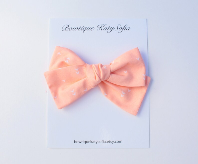 Pinwheel bow toddler clip Valentines day hair bow Peach hair clip Heart hair bow Baby headband hand tied hair bow baby bows