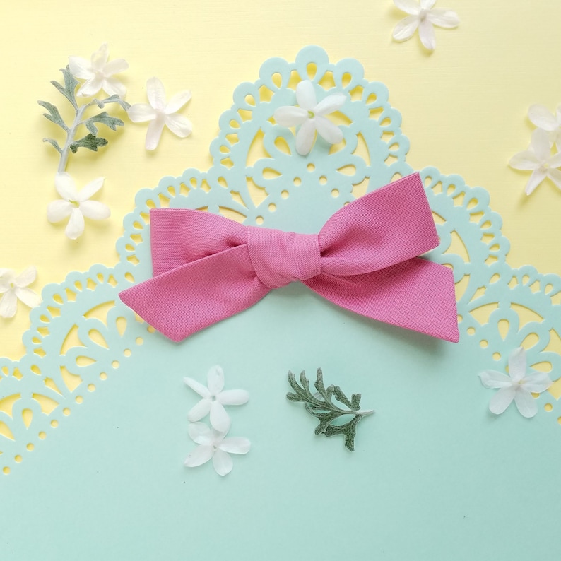 Fabric hair bow big girl bow baby girl shower hand tied hair bow,baby girl gift hair clip Blush Pink hair bow