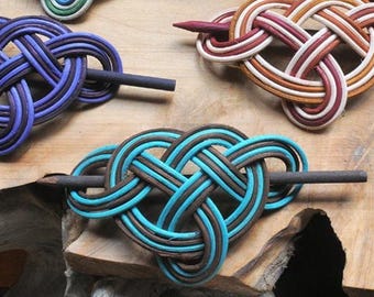 Women's Hair stick, Handwoven Hair Clip, Celtic Symbol , Minimalist Barrette, Hair accessories, Hair pin, Hair Gifts for MomHair Accessories