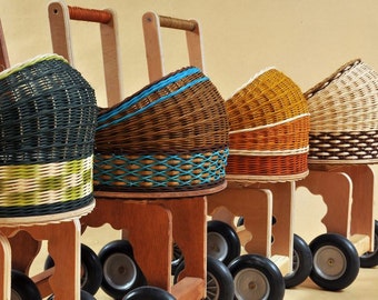 Woven Doll Carriage, wooden toy - customized colors