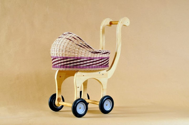 Woven Doll Carriage Wooden Toy Customized Colors Etsy