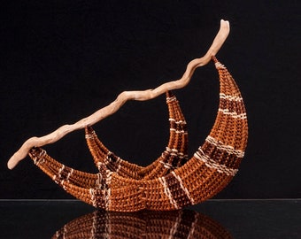 Sculpture basket, Contemporary art, Hand Made woven basket , rib construction