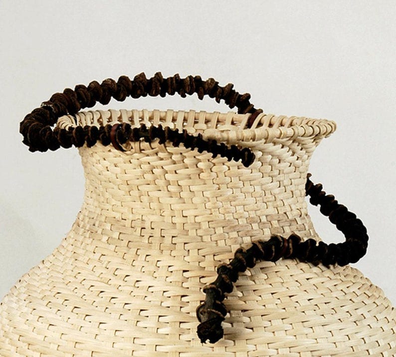 Woven basket, wicker basket, Natural color basket, contemporary basket, "Eve and the snake", Natural reed spiral basket